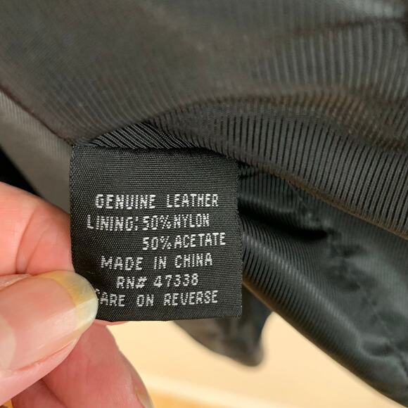 Jones New York City Mens 44L Black Leather Blazer Jacket 3-Button Classic Pocket - Picture 6 of 7